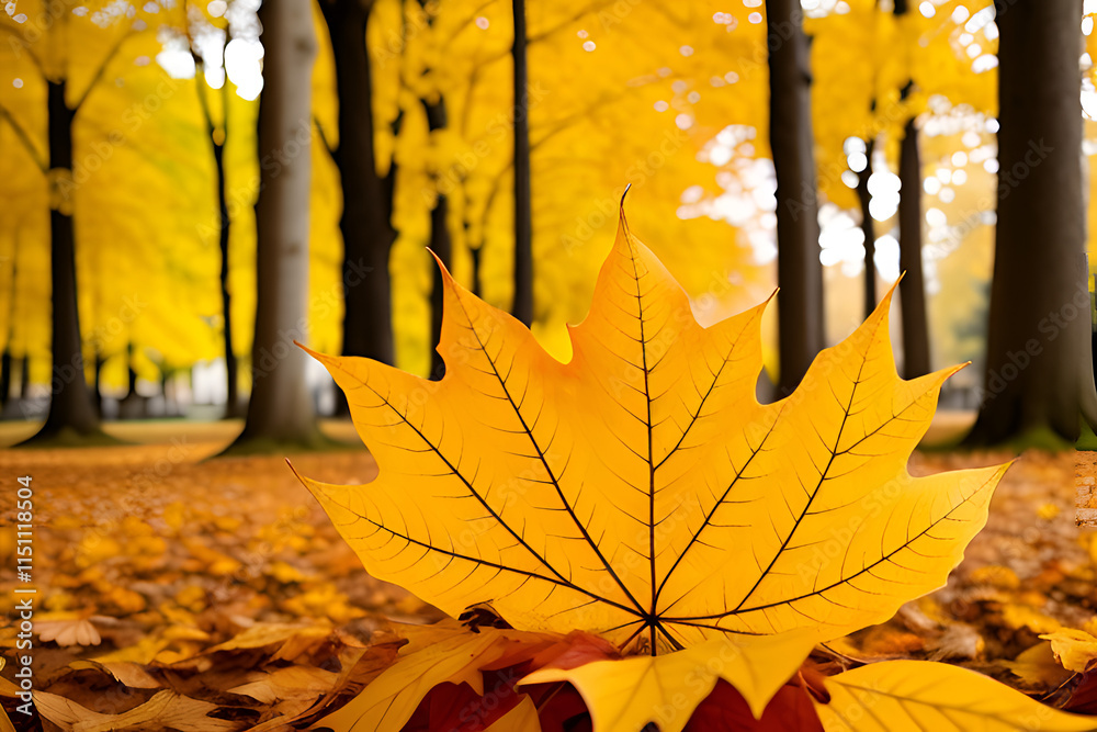 Wall mural abstract nature autumn Background with yellow leaves