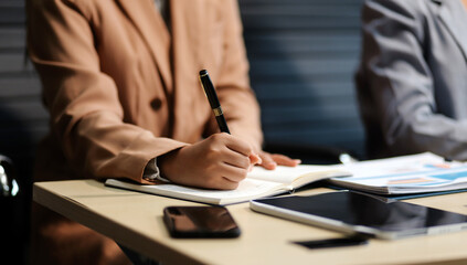 Workers discuss them at the company conference