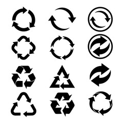 set of recycling symbol icon