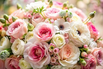 Obraz premium Surreal Floral Wedding Arrangements - White Pink Roses Poppies