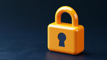 A glossy yellow padlock on a dark background, symbolizing security, privacy, and the importance of locking and protecting personal data in a digital age. Generative AI