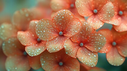 Close-up of orange flowers with water droplets.