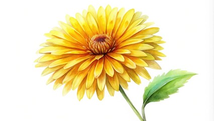 Naklejka premium Surreal Watercolor Yellow Flower, Poster Design, Birthday Card