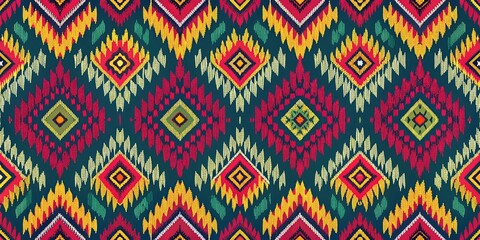 Thai Ikat Fabric Seamless Pattern, Design, Copy Space