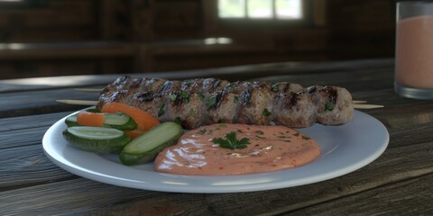 Grilled Pork Skewers with Peanut Sauce Pickles
