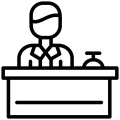 Receptionist icon, Black And White Outline Icon Symbol
