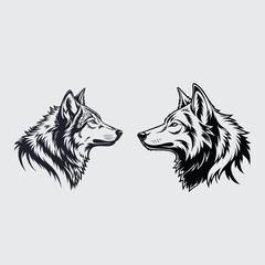 Fototapeta premium Wolf head image silhouette vector art and illustration
