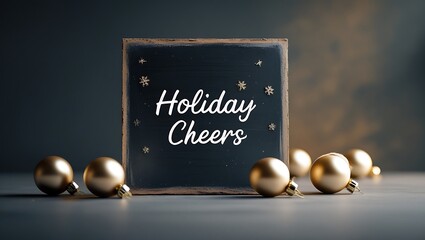 Holiday Cheers Sign With Gold Ornaments