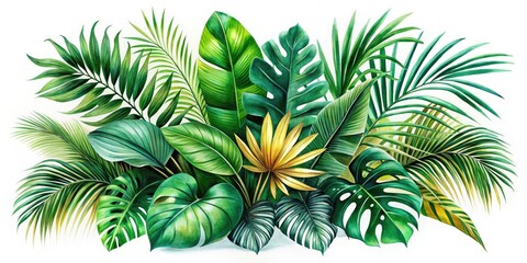 Tropical Palm Watercolor Illustration, Fashion Photography