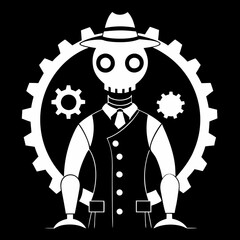 Steampunk Scarecrow with Gears and Cogs A Mechanical Field Sentinel