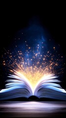 Magical Open Book  Glowing Light  Fantasy  Knowledge  Wisdom  Illumination  Literature  Re