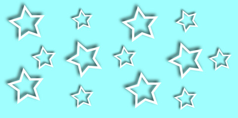 Star Contour Icon on the white Geometric Background. 3D Illustration of Favorite Icon Set with light blue Background.