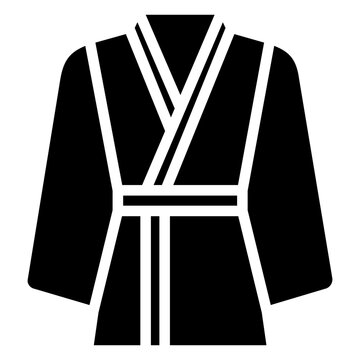Bathrobe Icon, Black And White Glyph Icon Symbol