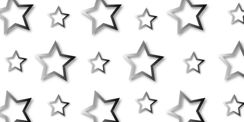 Star Contour Icon on the white and black Geometric Background. 3D Illustration of Favorite Icon Set with white Background.