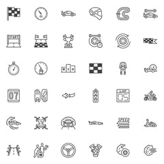 Naklejka premium Motor racing line icons set