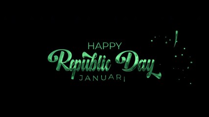 Happy Republic Day Lettering Text Animation on January 26 on Gold color. Suitable for social media posts, greeting cards, and patriotic-themed designs. footage animation