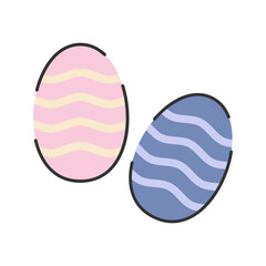 Striped Easter Eggs Icon Illustration with soft color palette in flat design style. Perfect for Spring season themed designs