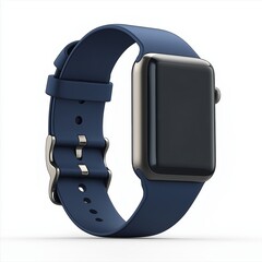 Smartwatch mockup with navy blue strap for health monitoring, wearable technology for fitness, print for National Technology Day