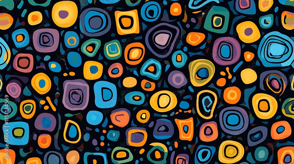 Poster colorful abstract seamless pattern on black.