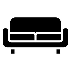 Sofa Furniture Icon, Black And White Glyph Icon Symbol
