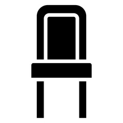 Chair Icon, Black And White Glyph Icon Symbol