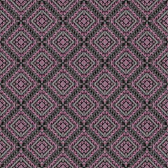 Thai pattern fabric, pixel pattern, spiral, pink and white