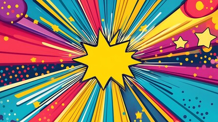 Fototapeta premium Colorful comic zoom lines background.
