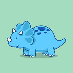 Cute blue triceratops character standing © Moupz
