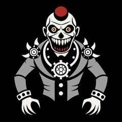 Creepy Clockwork Clown A Steampunk Inspired Design for T-Shirts