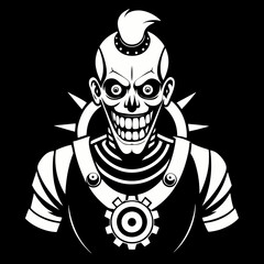 Creepy Clockwork Clown A Steampunk Inspired Design for T-Shirts