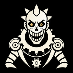 Creepy Clockwork Clown A Steampunk Inspired Design for T-Shirts