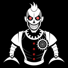 Creepy Clockwork Clown A Steampunk Inspired Design for T-Shirts