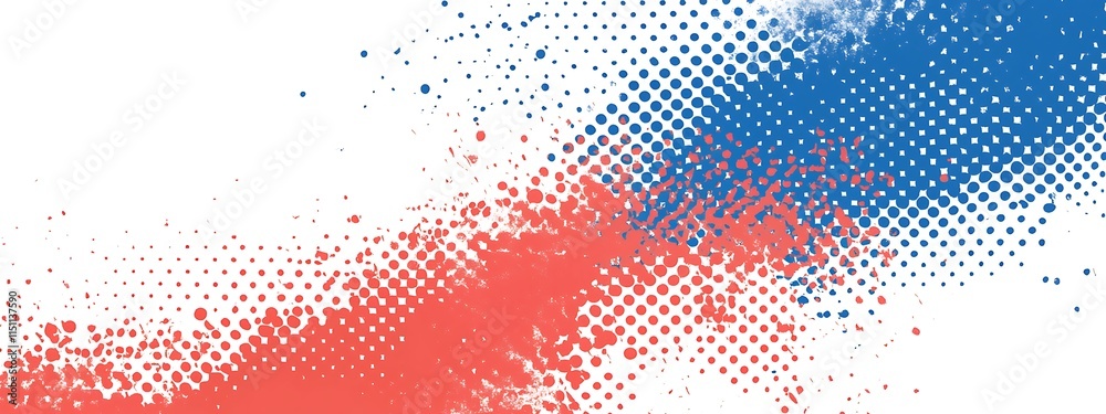 Poster abstract halftone background in red and blue.