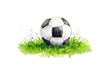 Classic Black and White Watercolor Soccer Ball