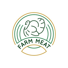 Simple Logo with Farm meat icon. Simple Logo with a farmhouse with a turkey. Perfect for use in websites, mobile apps, and environmental design. Vector illustration.