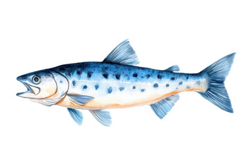 Fototapeta premium Sleek Elongated Fish in Aqua Watercolor Style