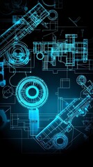 Obraz premium Abstract Engineering Blueprints Industrial Design Machine Parts Gears Technology Backg