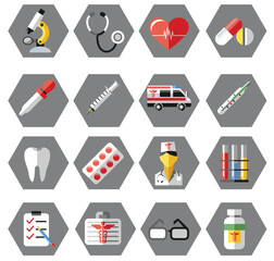 Medical Line Icon Set contains Stethoscope, Ambulance, Nurse, Doctor, Syringe
