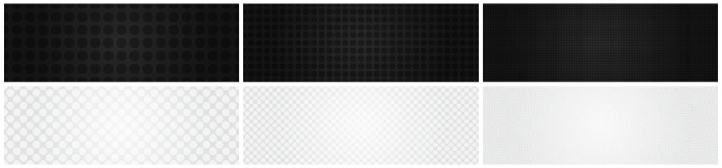 Polka Dot Backgrounds Set, High Quality Black and Silver Color Scheme Set
