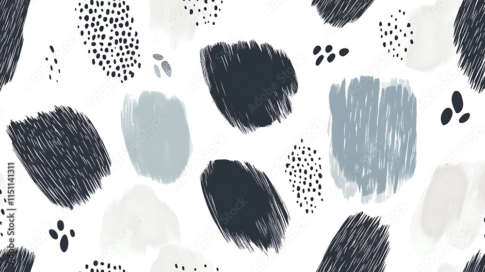 Poster Seamless abstract pattern with brush strokes.