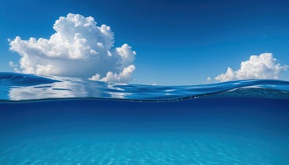 Underwater And Above Water View With Bubbles And Coastal Beauty