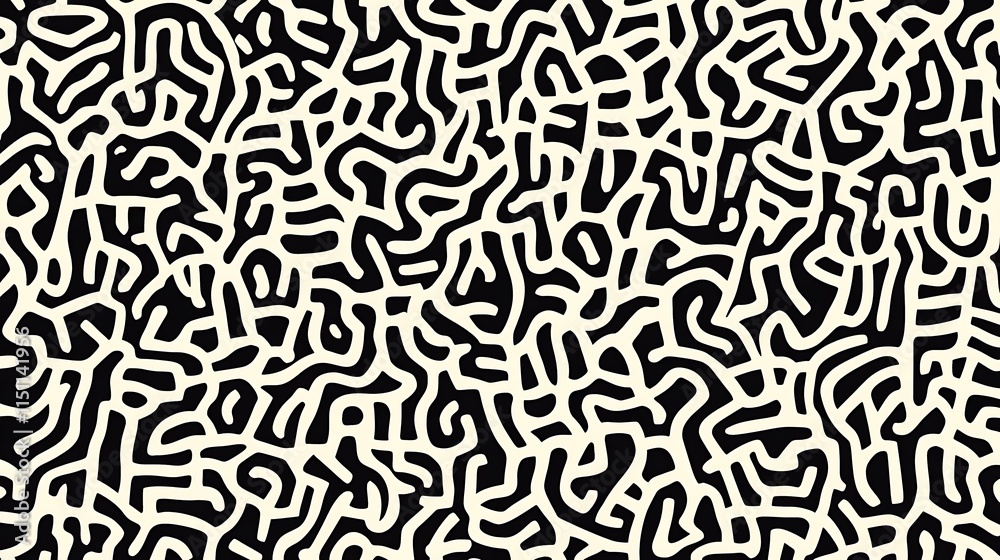 Poster seamless organic rounded lines pattern.