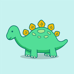 Cute green stegosaurus character standing