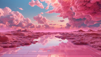 Eye-Catching Generative AI Design in Pink and Magenta Colors with a 3D Effect