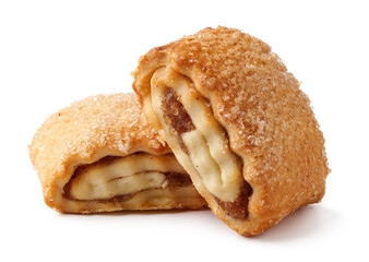 Crispy pastry filled with sweet apple filling, freshly baked and coated with sugar