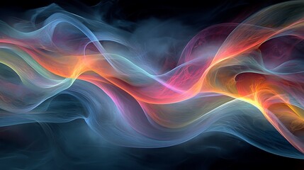 Obraz premium Abstract Colorful Waves Flowing Through Dark Space
