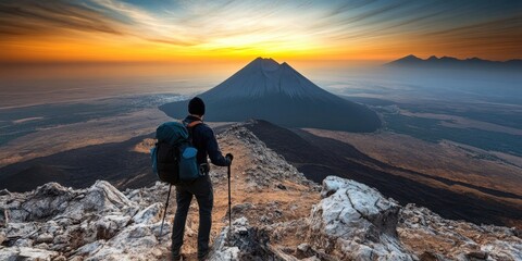 Volcano trekking  Adventure and exploration imagery d