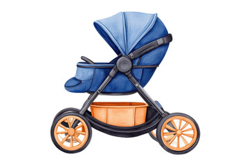 Watercolor Illustration of Baby Stroller Design