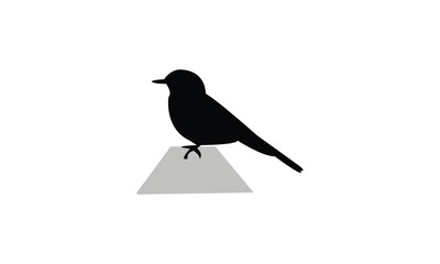 Slaty Flycatcher Bird Silhouette Design  And Vector Illustration. 