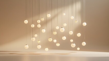 Elegant Suspended Spherical Lights Illuminate a Room